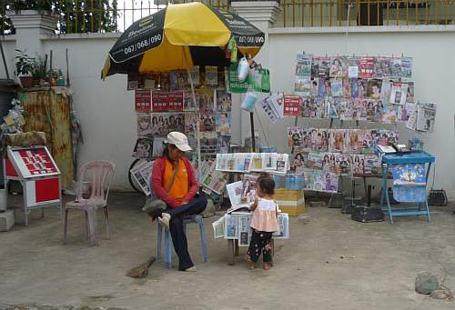 Newspaper stand on the street